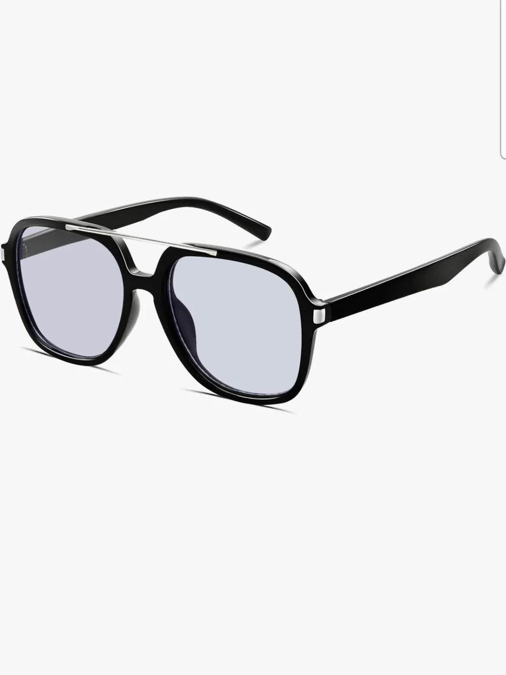 Black Aviator Sunglasses with Silver Bridge Unisex